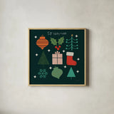 Winter Cheer III by Cheryl Warrick. Shown in a natural wood glass frame for a timeless modern aesthetic. Available as an archival giclee rolled canvas, fine art paper, or poster print. SKU 102797a.