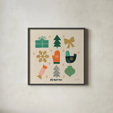 Winter Cheer IV by Cheryl Warrick. Shown in a sleek black glass frame for a contemporary gallery look. Available as an archival giclee rolled canvas, fine art paper, or poster print. SKU 102798a.