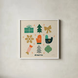 Winter Cheer IV by Cheryl Warrick. Shown in a crisp white glass frame for a clean and minimalist style. Available as an archival giclee rolled canvas, fine art paper, or poster print. SKU 102798a.