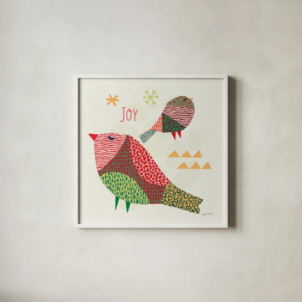 Winter Wonder II by Cheryl Warrick. Shown in a crisp white glass frame for a clean and minimalist style. Available as an archival giclee rolled canvas, fine art paper, or poster print. SKU 97604a.