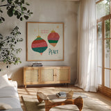 Winter Wonder III by Cheryl Warrick. Shown in a natural wood frame in a cozy modern living room. Available as an archival giclee rolled canvas, fine art paper, or poster print. SKU 97605a.