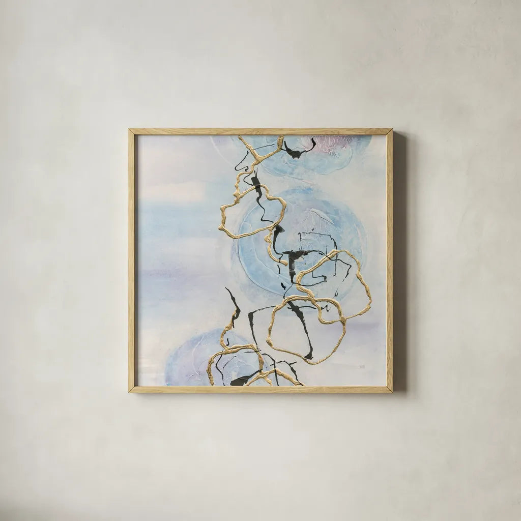 Abstract Lines on Pastel II by Chris Paschke. Shown in a natural wood glass frame for a timeless modern aesthetic. Available as an archival giclee rolled canvas, fine art paper, or poster print. SKU 31756a.