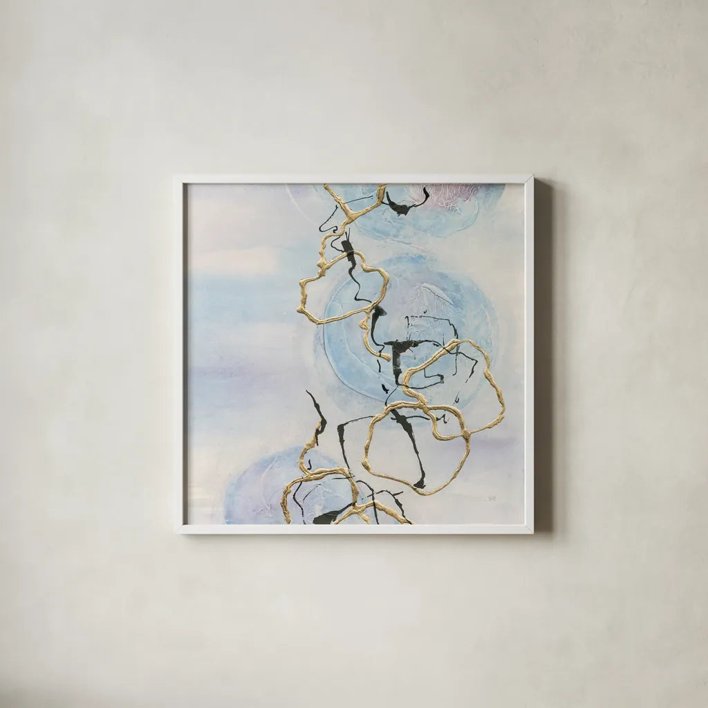 Abstract Lines on Pastel II by Chris Paschke. Shown in a crisp white glass frame for a clean and minimalist style. Available as an archival giclee rolled canvas, fine art paper, or poster print. SKU 31756a.