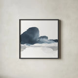 Abstracted Coastal I by Chris Paschke. Shown in a sleek black glass frame for a contemporary gallery look. Available as an archival giclee rolled canvas, fine art paper, or poster print. SKU 83773a.