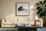 Abstracted Coastal I by Chris Paschke. Displayed in a glass frame with matte in a clean modern living room. Available as an archival giclee rolled canvas, fine art paper, or poster print. SKU 83773a.
