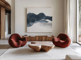 Abstracted Coastal III by Chris Paschke. Shown as extra-large giant wall art in a modern living room. Available as an archival giclee rolled canvas, fine art paper, or poster print. SKU 83775a.