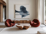 Abstracted Coastal IV by Chris Paschke. Shown as extra-large giant wall art in a modern living room. Available as an archival giclee rolled canvas, fine art paper, or poster print. SKU 83776a.