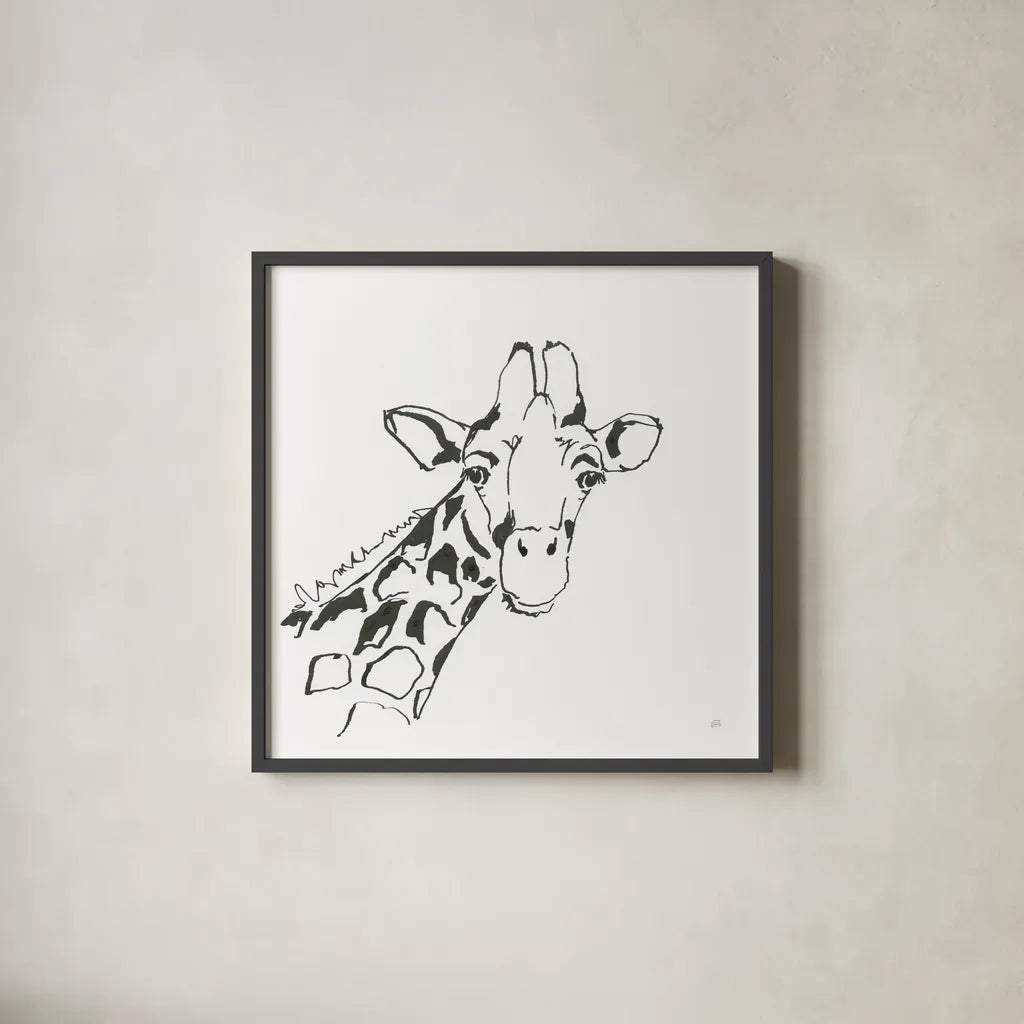 African Animals I by Chris Paschke. Shown in a sleek black glass frame for a contemporary gallery look. Available as an archival giclee rolled canvas, fine art paper, or poster print. SKU 65002a.