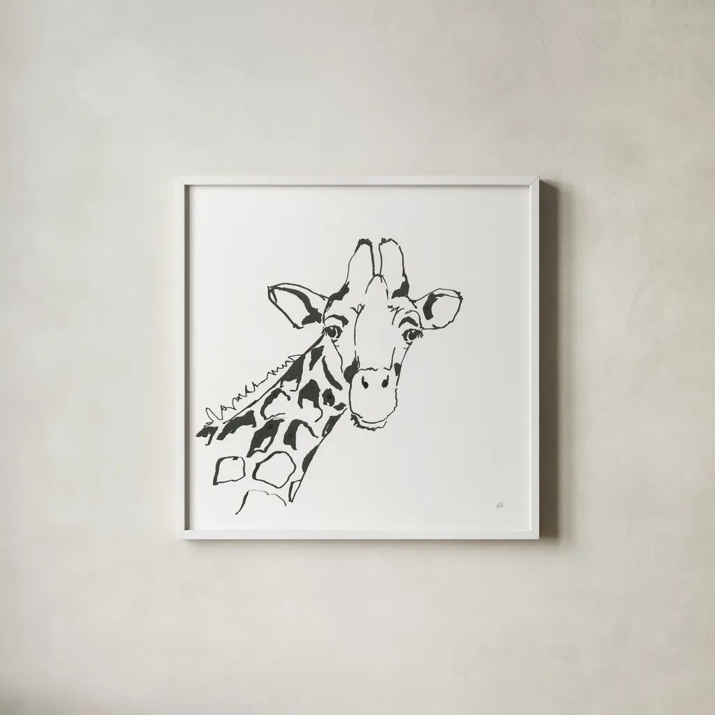 African Animals I by Chris Paschke. Shown in a crisp white glass frame for a clean and minimalist style. Available as an archival giclee rolled canvas, fine art paper, or poster print. SKU 65002a.