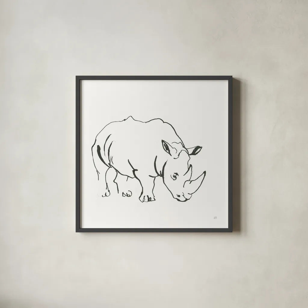 African Animals V by Chris Paschke. Shown in a sleek black glass frame for a contemporary gallery look. Available as an archival giclee rolled canvas, fine art paper, or poster print. SKU 65006a.