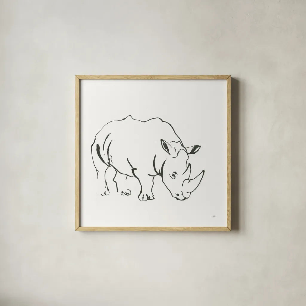 African Animals V by Chris Paschke. Shown in a natural wood glass frame for a timeless modern aesthetic. Available as an archival giclee rolled canvas, fine art paper, or poster print. SKU 65006a.