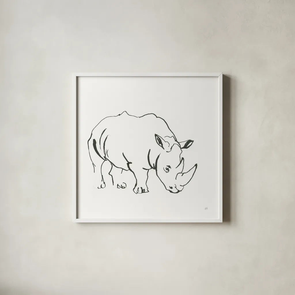 African Animals V by Chris Paschke. Shown in a crisp white glass frame for a clean and minimalist style. Available as an archival giclee rolled canvas, fine art paper, or poster print. SKU 65006a.