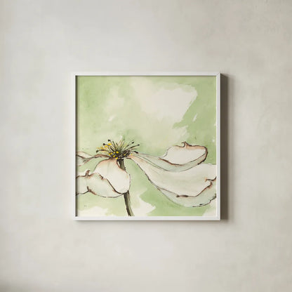 After Dogwood I by Chris Paschke. Shown in a crisp white glass frame for a clean and minimalist style. Available as an archival giclee rolled canvas, fine art paper, or poster print. SKU 39192a.