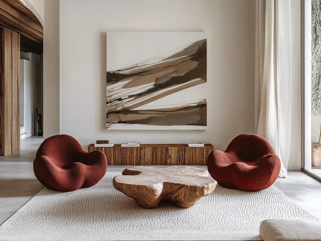 Almost Stripes I by Chris Paschke. Shown as extra-large giant wall art in a modern living room. Available as an archival giclee rolled canvas, fine art paper, or poster print. SKU 78119a.