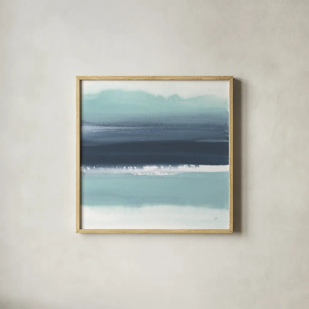 Altered Seascape II by Chris Paschke. Shown in a natural wood glass frame for a timeless modern aesthetic. Available as an archival giclee rolled canvas, fine art paper, or poster print. SKU 88357a.
