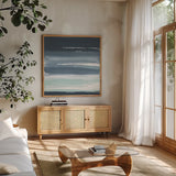 Altered Seascape III by Chris Paschke. Shown in a natural wood frame in a cozy modern living room. Available as an archival giclee rolled canvas, fine art paper, or poster print. SKU 88358a.