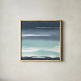 Altered Seascape IV by Chris Paschke. Shown in a natural wood glass frame for a timeless modern aesthetic. Available as an archival giclee rolled canvas, fine art paper, or poster print. SKU 88359a.