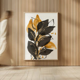 Amber Black and Gold I by Chris Paschke. shown as over sized large wall art. Available as an archival giclee rolled canvas, fine art paper, or poster print. SKU 76322h.