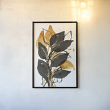 Amber Black and Gold I by Chris Paschke. shown as a paper print in a black flame. Available as a archival giclee rolled canvas, fine art paper, or poster print. SKU 76322h.
