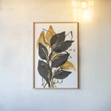 Amber Black and Gold I by Chris Paschke. shown as a paper print in a natural frame. Available as a archival giclee rolled canvas, fine art paper, or poster print. SKU 76322h.