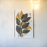 Amber Black and Gold I by Chris Paschke. shown as a paper print in a white frame. Available as a archival giclee rolled canvas, fine art paper, or poster print. SKU 76322h.
