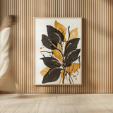 Amber Black and Gold II by Chris Paschke. shown as over sized large wall art. Available as an archival giclee rolled canvas, fine art paper, or poster print. SKU 76323h.