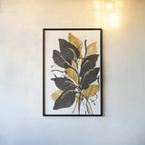 Amber Black and Gold II by Chris Paschke. shown as a paper print in a black flame. Available as a archival giclee rolled canvas, fine art paper, or poster print. SKU 76323h.