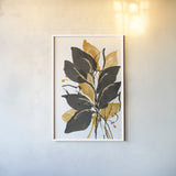 Amber Black and Gold II by Chris Paschke. shown as a paper print in a white frame. Available as a archival giclee rolled canvas, fine art paper, or poster print. SKU 76323h.
