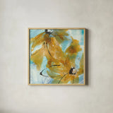 Amber Blue I by Chris Paschke. Shown in a natural wood glass frame for a timeless modern aesthetic. Available as an archival giclee rolled canvas, fine art paper, or poster print. SKU 59992a.