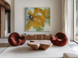 Amber Blue II by Chris Paschke. Shown as extra-large giant wall art in a modern living room. Available as an archival giclee rolled canvas, fine art paper, or poster print. SKU 59993a.