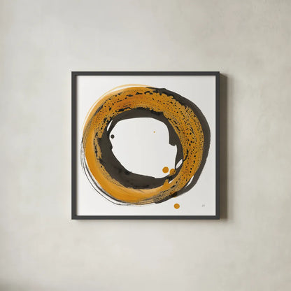 Amber Enso I by Chris Paschke. Shown in a sleek black glass frame for a contemporary gallery look. Available as an archival giclee rolled canvas, fine art paper, or poster print. SKU 76330a.