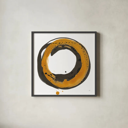 Amber Enso II by Chris Paschke. Shown in a sleek black glass frame for a contemporary gallery look. Available as an archival giclee rolled canvas, fine art paper, or poster print. SKU 76331a.