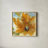 Amber Gold I by Chris Paschke. Shown in a natural wood glass frame for a timeless modern aesthetic. Available as an archival giclee rolled canvas, fine art paper, or poster print. SKU 59990a.