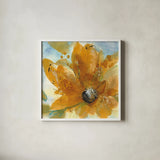 Amber Gold I by Chris Paschke. Shown in a crisp white glass frame for a clean and minimalist style. Available as an archival giclee rolled canvas, fine art paper, or poster print. SKU 59990a.