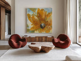 Amber Gold I by Chris Paschke. Shown as extra-large giant wall art in a modern living room. Available as an archival giclee rolled canvas, fine art paper, or poster print. SKU 59990a.