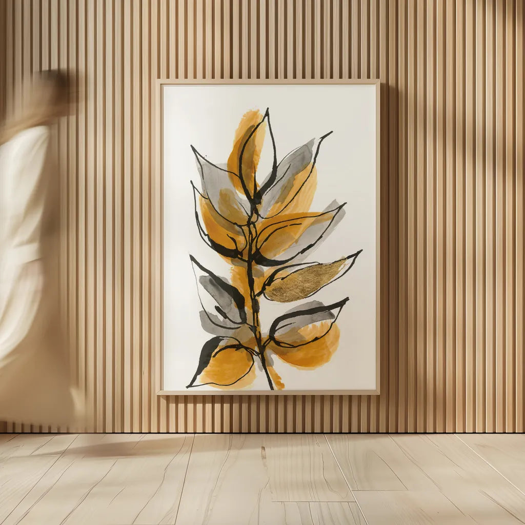 Amber Leaves I by Chris Paschke. shown as over sized large wall art. Available as an archival giclee rolled canvas, fine art paper, or poster print. SKU 75153h.
