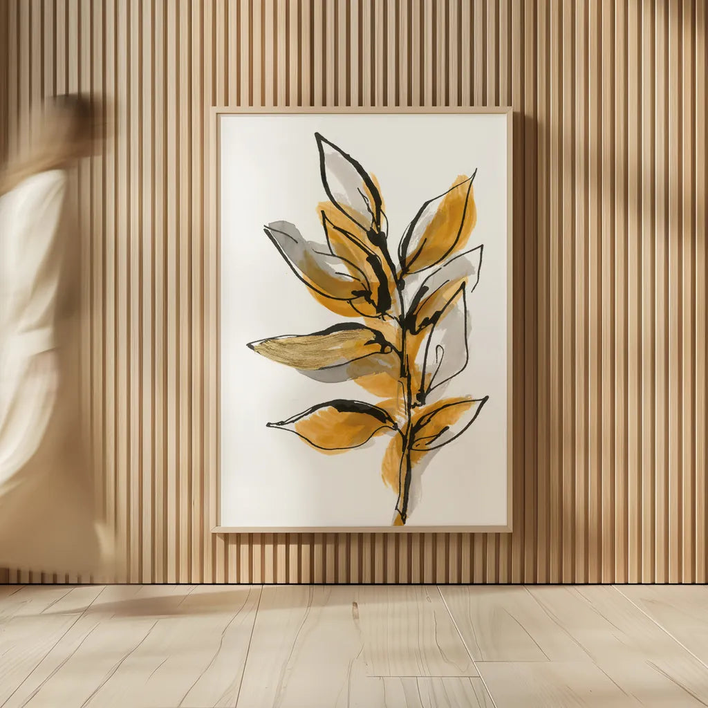 Amber Leaves II by Chris Paschke. shown as over sized large wall art. Available as an archival giclee rolled canvas, fine art paper, or poster print. SKU 75154h.