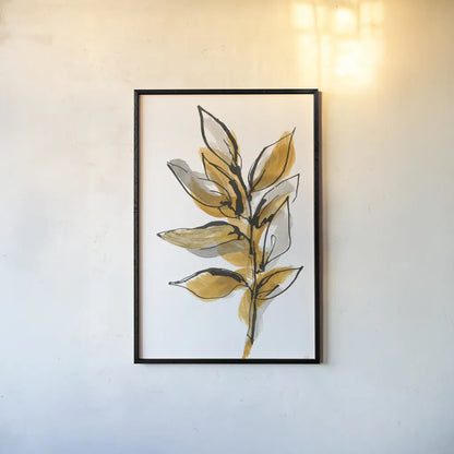 Amber Leaves II by Chris Paschke. shown as a paper print in a black flame. Available as a archival giclee rolled canvas, fine art paper, or poster print. SKU 75154h.