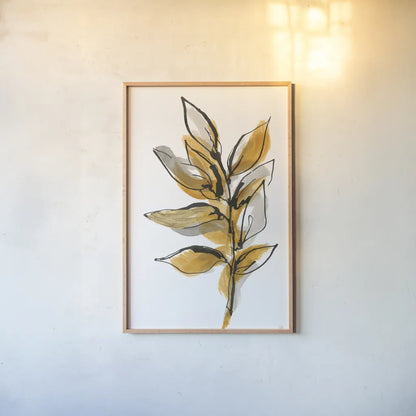 Amber Leaves II by Chris Paschke. shown as a paper print in a natural frame. Available as a archival giclee rolled canvas, fine art paper, or poster print. SKU 75154h.