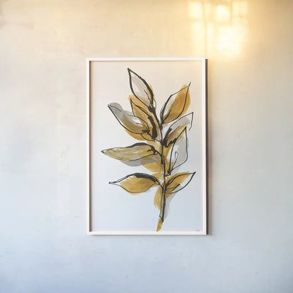 Amber Leaves II by Chris Paschke. shown as a paper print in a white frame. Available as a archival giclee rolled canvas, fine art paper, or poster print. SKU 75154h.