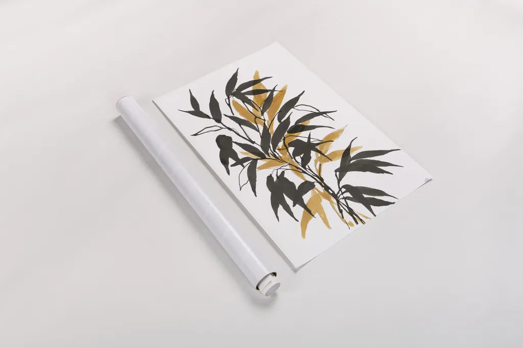 Amber Long Leaf I by Chris Paschke. shown as a rolled paper print. Available as archival giclee rolled canvas, fine art paper, or poster print. SKU 76328h.