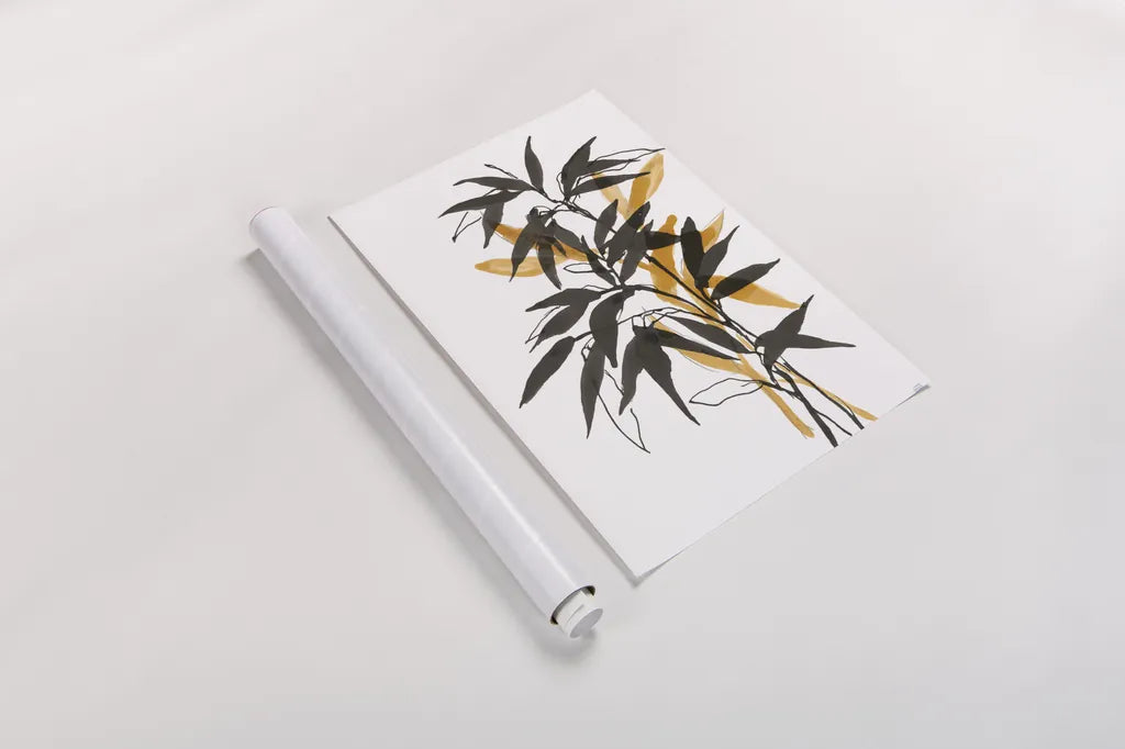 Amber Long Leaf II by Chris Paschke. shown as a rolled paper print. Available as archival giclee rolled canvas, fine art paper, or poster print. SKU 76329h.