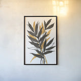 Amber Palm III by Chris Paschke. shown as a paper print in a black flame. Available as a archival giclee rolled canvas, fine art paper, or poster print. SKU 76326h.