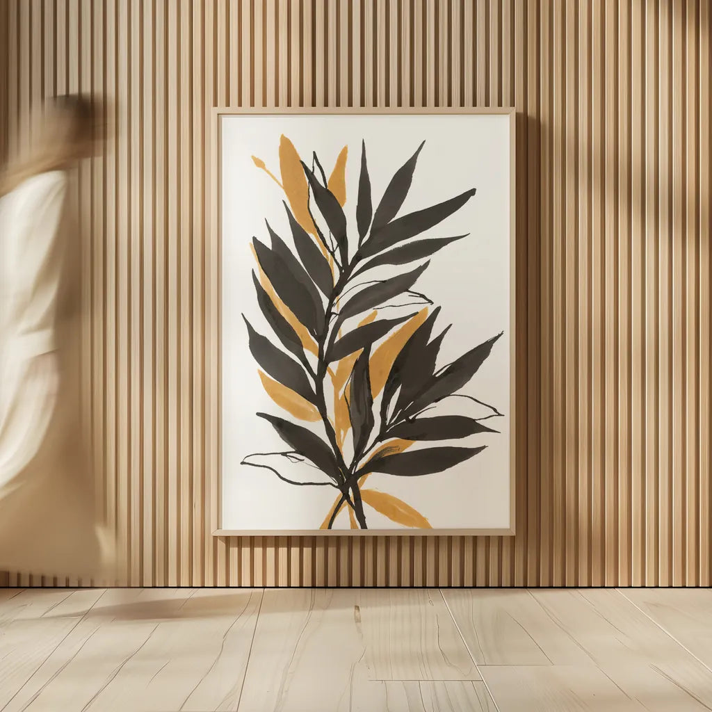 Amber Palm IV by Chris Paschke. shown as over sized large wall art. Available as an archival giclee rolled canvas, fine art paper, or poster print. SKU 76327h.