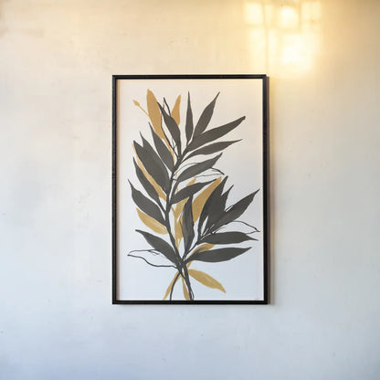 Amber Palm IV by Chris Paschke. shown as a paper print in a black flame. Available as a archival giclee rolled canvas, fine art paper, or poster print. SKU 76327h.