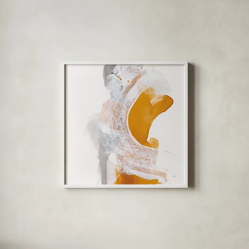Amber Wash I by Chris Paschke. Shown in a crisp white glass frame for a clean and minimalist style. Available as an archival giclee rolled canvas, fine art paper, or poster print. SKU 71907a.