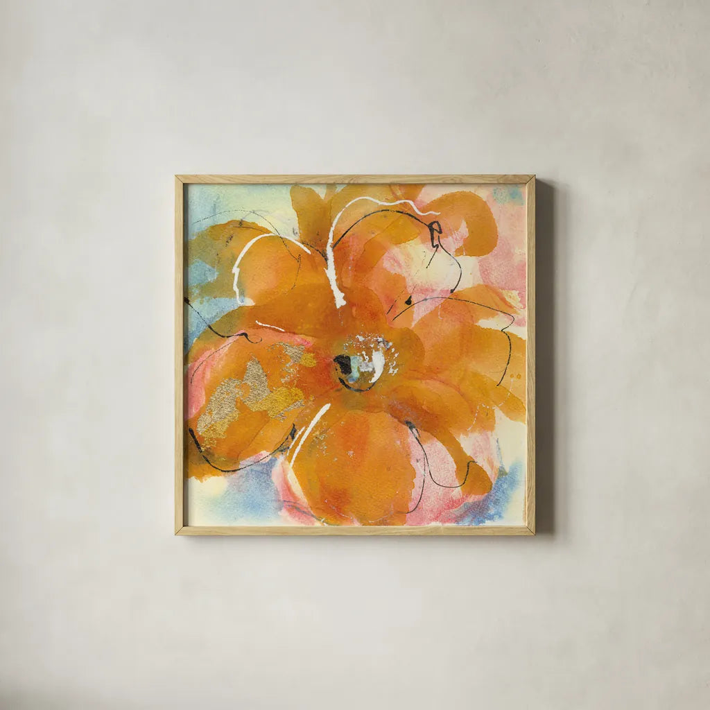 Amber Wash II by Chris Paschke. Shown in a natural wood glass frame for a timeless modern aesthetic. Available as an archival giclee rolled canvas, fine art paper, or poster print. SKU 59995a.