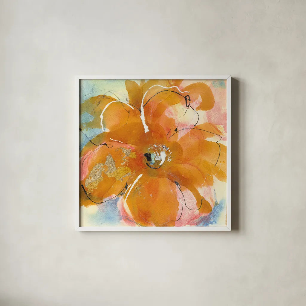 Amber Wash II by Chris Paschke. Shown in a crisp white glass frame for a clean and minimalist style. Available as an archival giclee rolled canvas, fine art paper, or poster print. SKU 59995a.