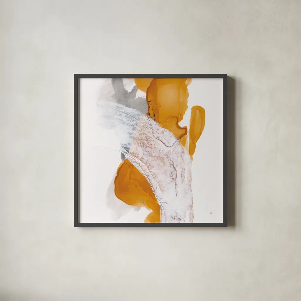 Amber Wash II by Chris Paschke. Shown in a sleek black glass frame for a contemporary gallery look. Available as an archival giclee rolled canvas, fine art paper, or poster print. SKU 71908a.