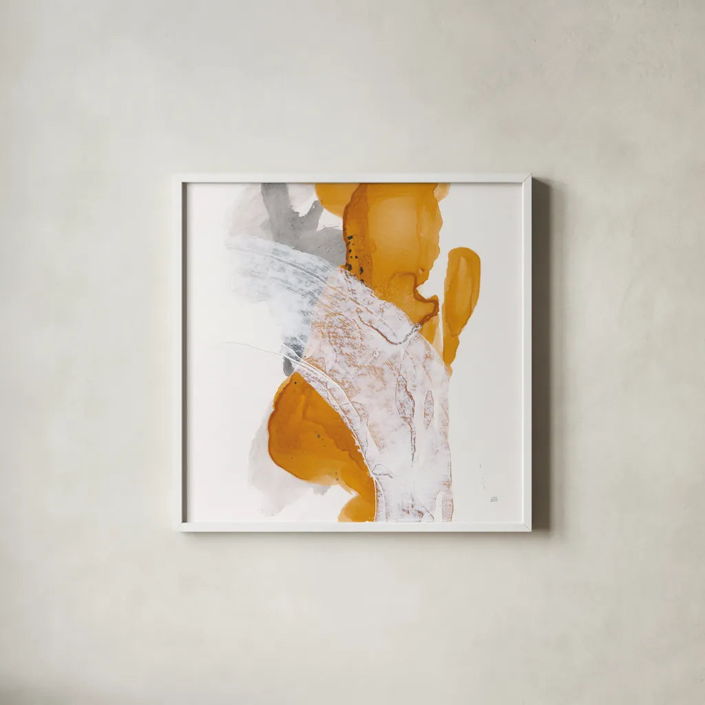 Amber Wash II by Chris Paschke. Shown in a crisp white glass frame for a clean and minimalist style. Available as an archival giclee rolled canvas, fine art paper, or poster print. SKU 71908a.